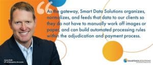 Quote graphic: Jason Kolb, VP of Enterprise Accounts, on Smart Data Solutions as a claims data gateway