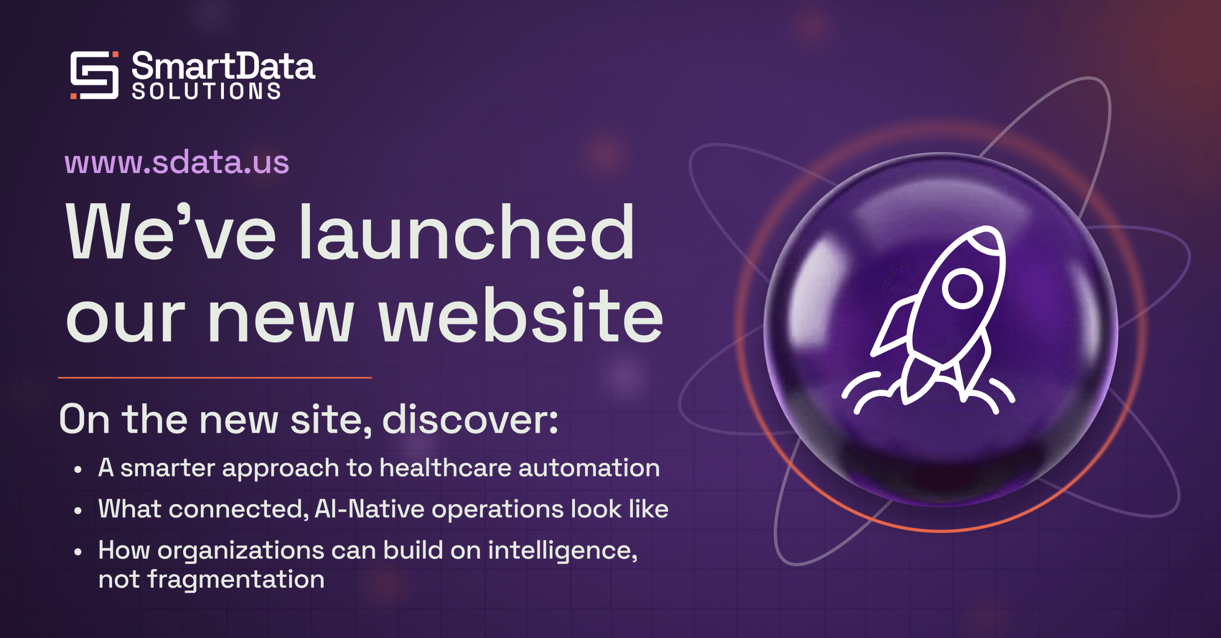 Announcement graphic: Smart Data Solutions has launched its new website at sdata.us
